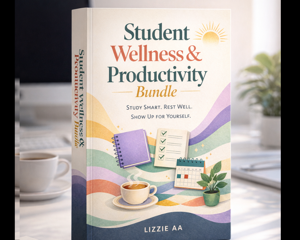 Mockup of The Student Wellness & Productivity Bundle ebook by LIZZIE AA