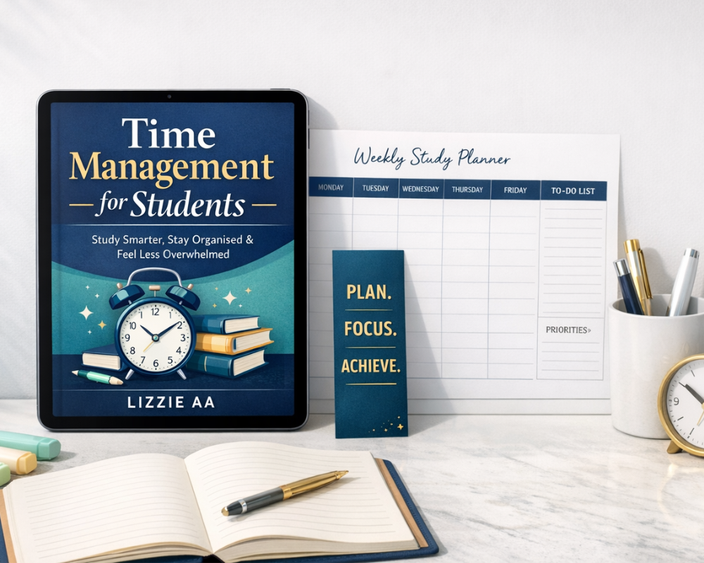 Time Management for Students printable study planner and productivity guide by LIZZIE AA