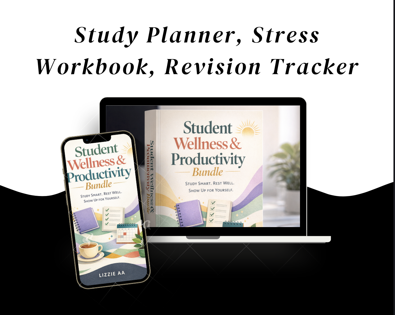Mockup of The Student Wellness & Productivity Bundle ebook by LIZZIE AA