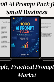 1000 AI Prompt Pack for Small Business ebook and prompt worksheet preview by LIZZIE AA