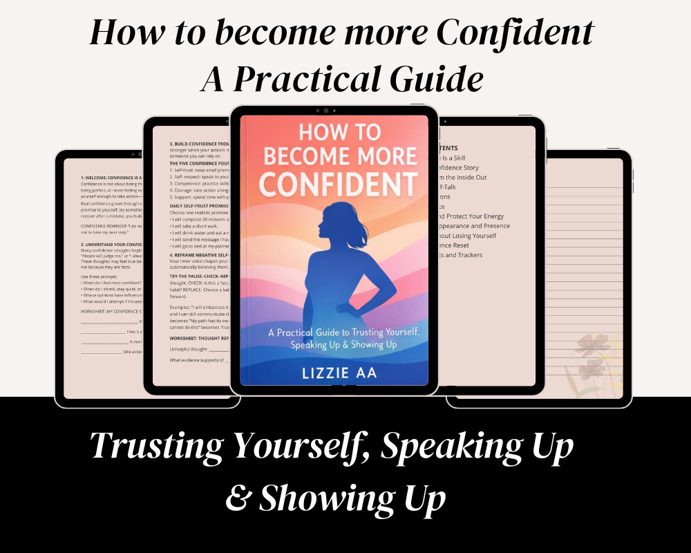 How to Become More Confident ebook and printable workbook preview by LIZZIE AA