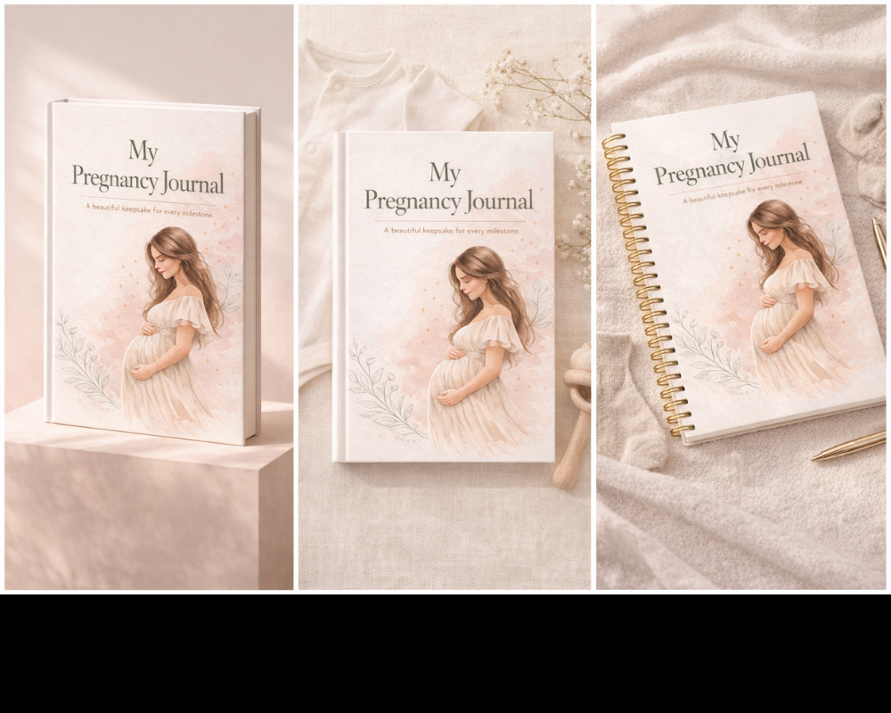My Pregnancy Journal digital pregnancy planner cover with illustrated pregnant woman