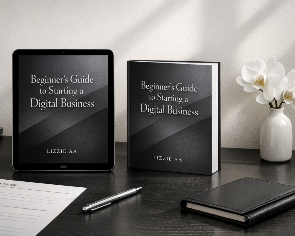 Beginner’s Guide to Starting a Digital Beginner’s Guide to Starting a Digital Business in 2026 ebook mockup by LIZZIE AA