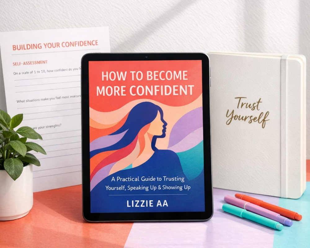 How to Become More Confident ebook and printable workbook preview by LIZZIE AA